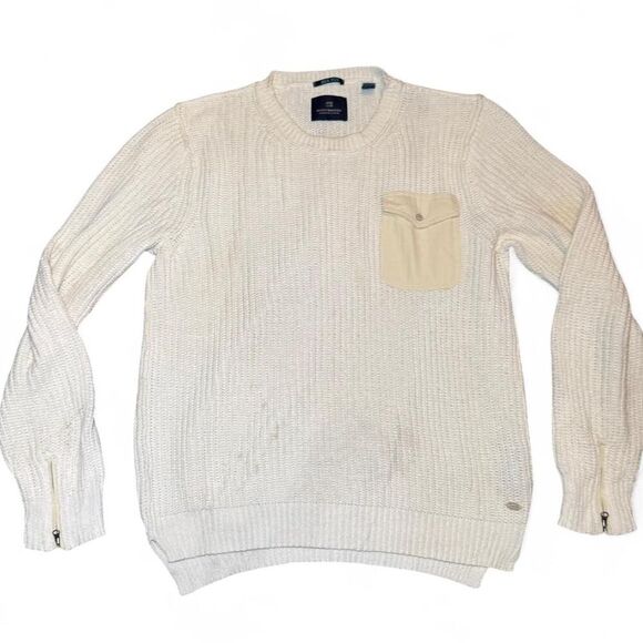 Scotch & Soda Men’s XL Cream Knit Cotton Sweater Sea You Collection Crewneck - Picture 6 of 8